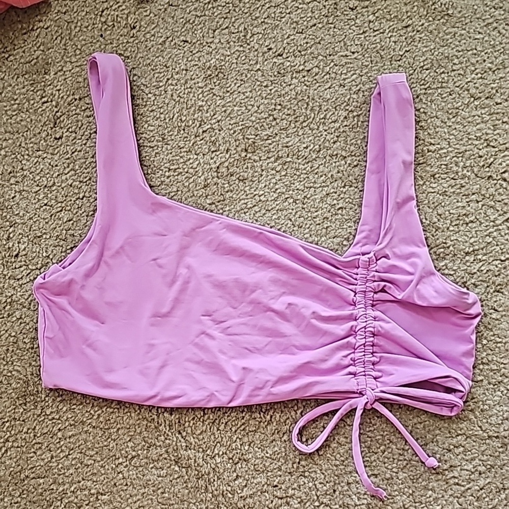 L Space Wilder Square Neck Bikini Top Lavender Extra Large